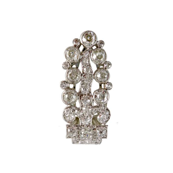 Art Deco diamond 'tree of life' stylised clip brooch by Cartier,